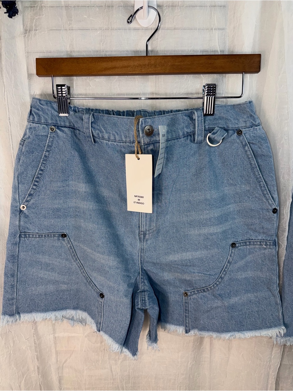 Very J Light Blue Denim Cargo-Style Jean Shorts